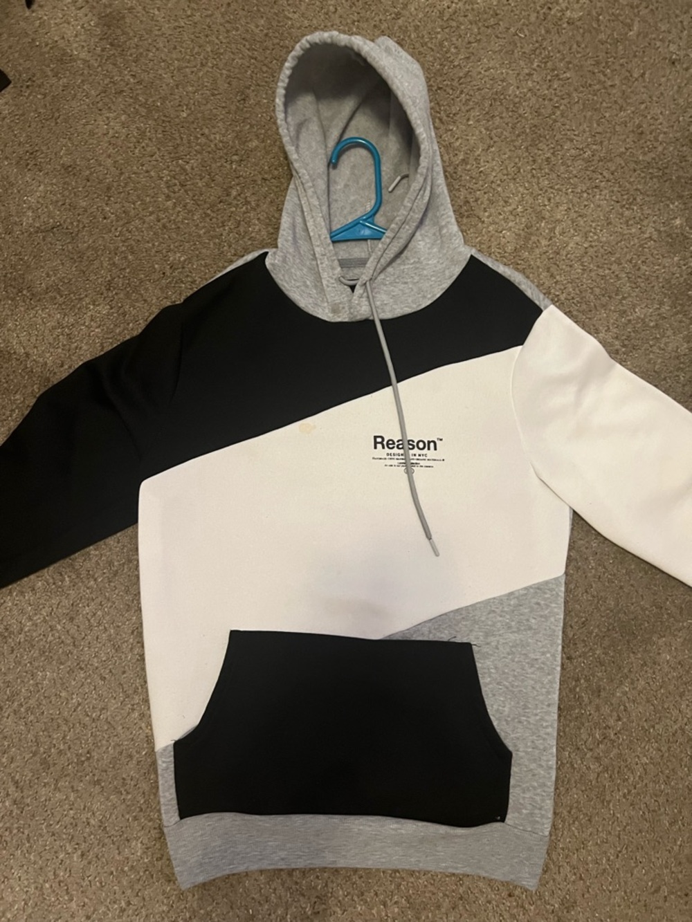 Reason Men's Colorblock Crewneck Hoodie - Gray/Black/White
